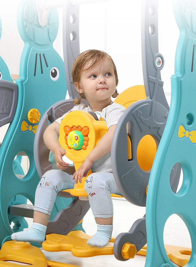 XIANGYU - 3-In-1 Indoor Swing And Slide Set With Basketball Hoop 180x155x118cm - Image 1
