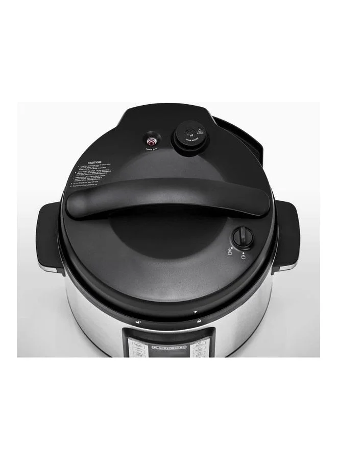 BLACK+DECKER Smart Steam Pot, 9-in-1 Electric Pressure Cooker, 14 Smart Programs, Digital LED Display, Non-Stick, Keep Warm, Dual Purpose Steam Release, 10 L 1350 W PCP1010-B5 Silver