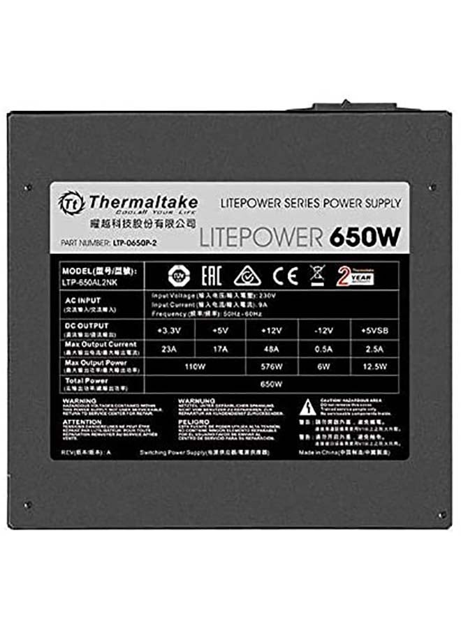 Thermaltake - Litepower 650W Power Supply, Non Modular, ATX 2.3 & EPS, Active-PFC, PSU, 12cm, EU/Non, 80PLUS Black - Image 1