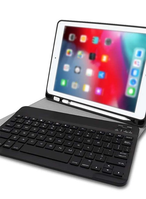 Wireless Bluetooth Keyboard With Case Cover For 2017-18 iPad Air1/2 iPad Pro 9.7/iPad 9.7 - English Black