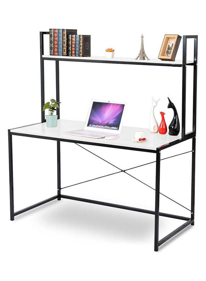 Home Gallery 2 Tier Shelves Modern Home Office Desk White 140x120x60cm - Image 1