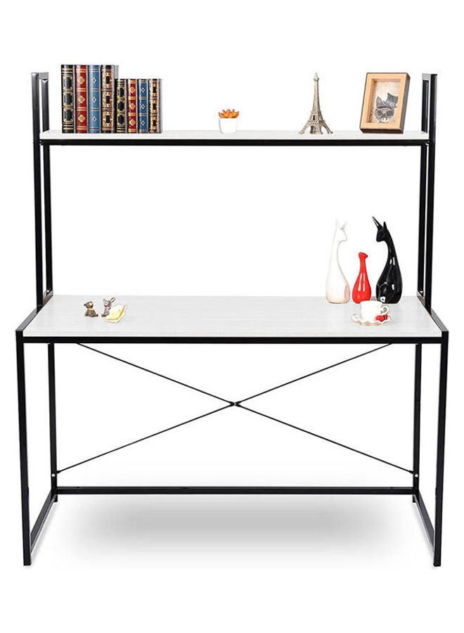 Home Gallery 2 Tier Shelves Modern Home Office Desk White 140x120x60cm - Image 2