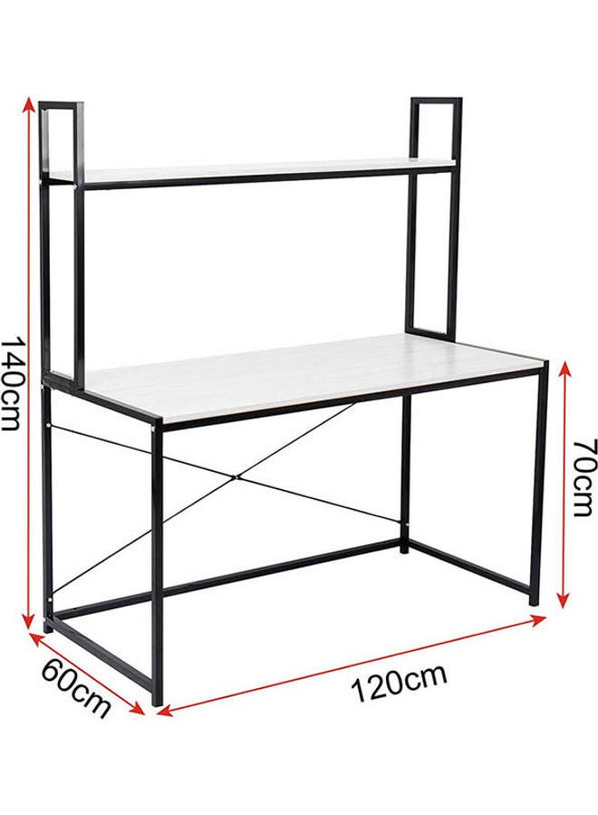 Home Gallery 2 Tier Shelves Modern Home Office Desk White 140x120x60cm - Image 3