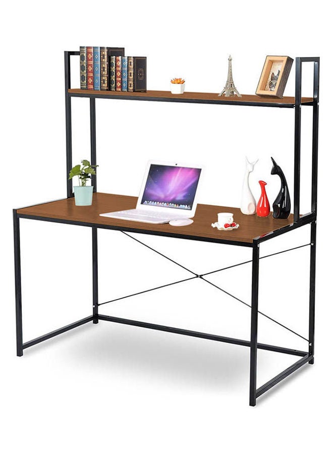 Home Gallery 2 Tier Shelves Modern Home Office Desk Brown 140x120x60cm - Image 1