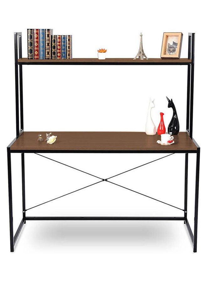 Home Gallery 2 Tier Shelves Modern Home Office Desk Brown 140x120x60cm - Image 2