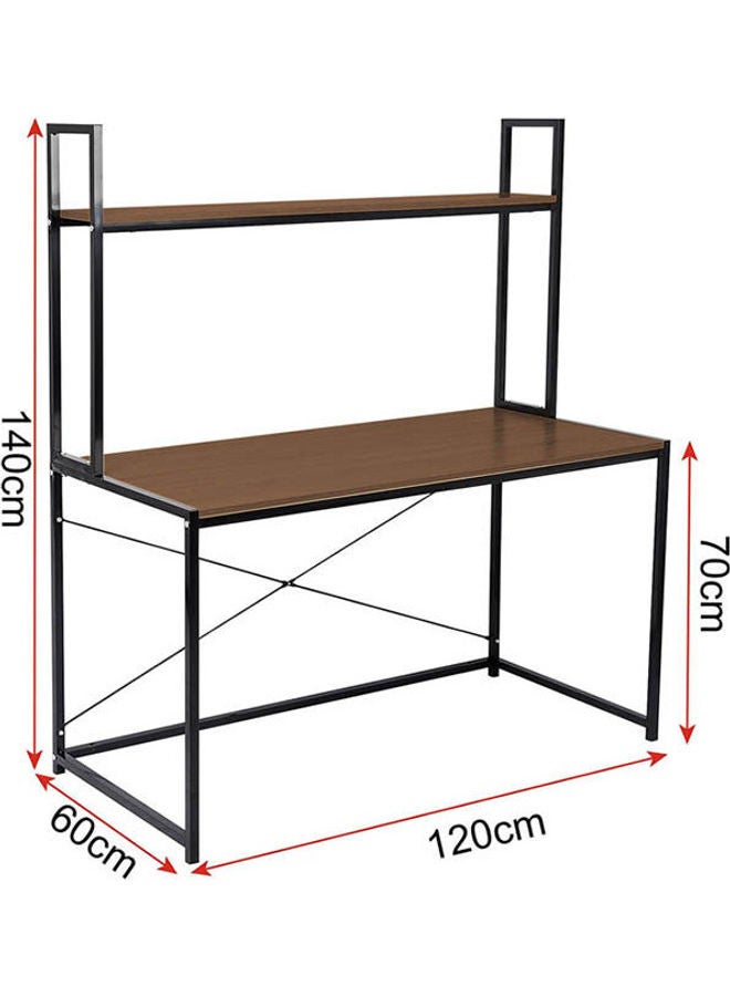 Home Gallery 2 Tier Shelves Modern Home Office Desk Brown 140x120x60cm - Image 3