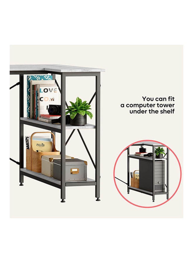 L Shaped Desk with Shelves  Reversible Corner Grey 75x120x90cm