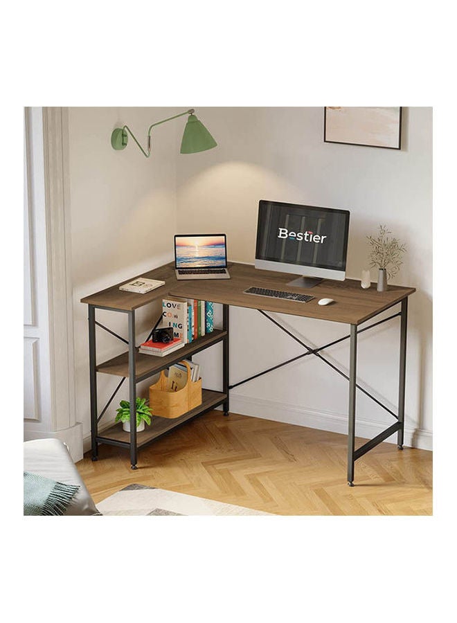 هوم جاليري L Shaped Desk with Shelves  Reversible Corner Brown 75x120x90cm - Image 1