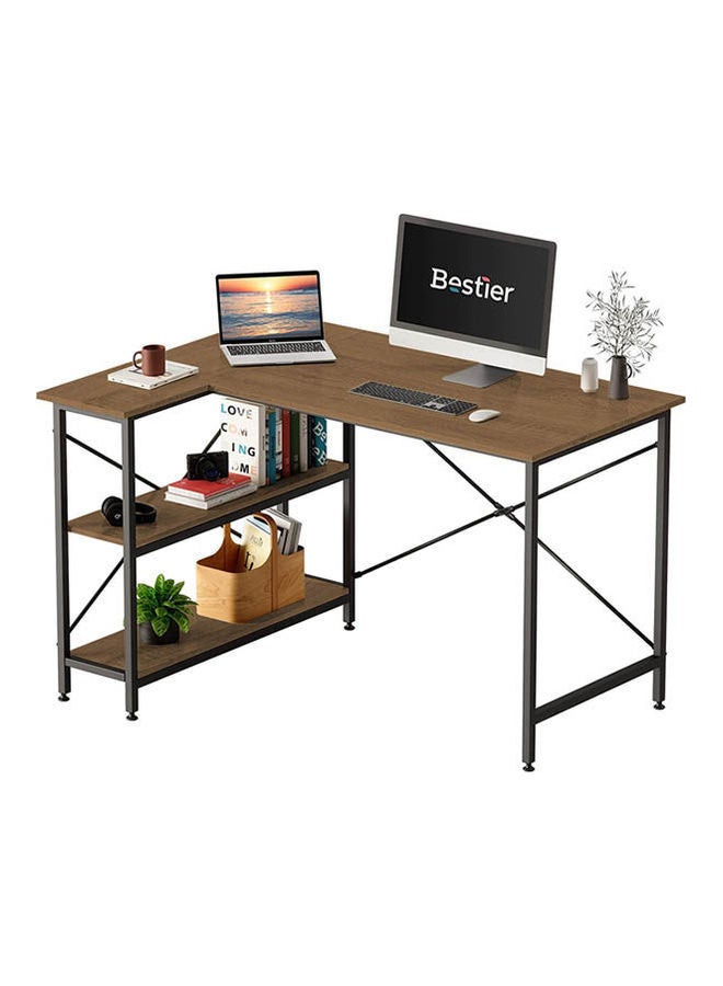 هوم جاليري L Shaped Desk with Shelves  Reversible Corner Brown 75x120x90cm - Image 2