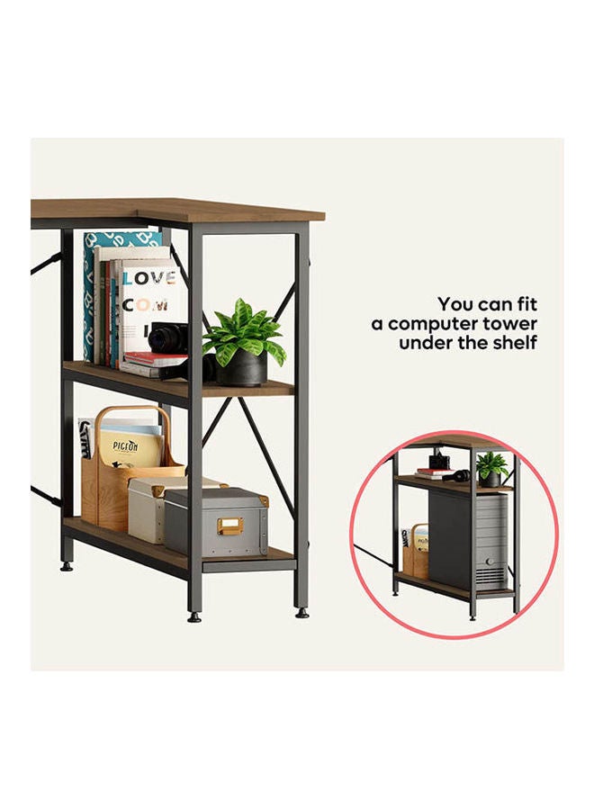 هوم جاليري L Shaped Desk with Shelves  Reversible Corner Brown 75x120x90cm - Image 4