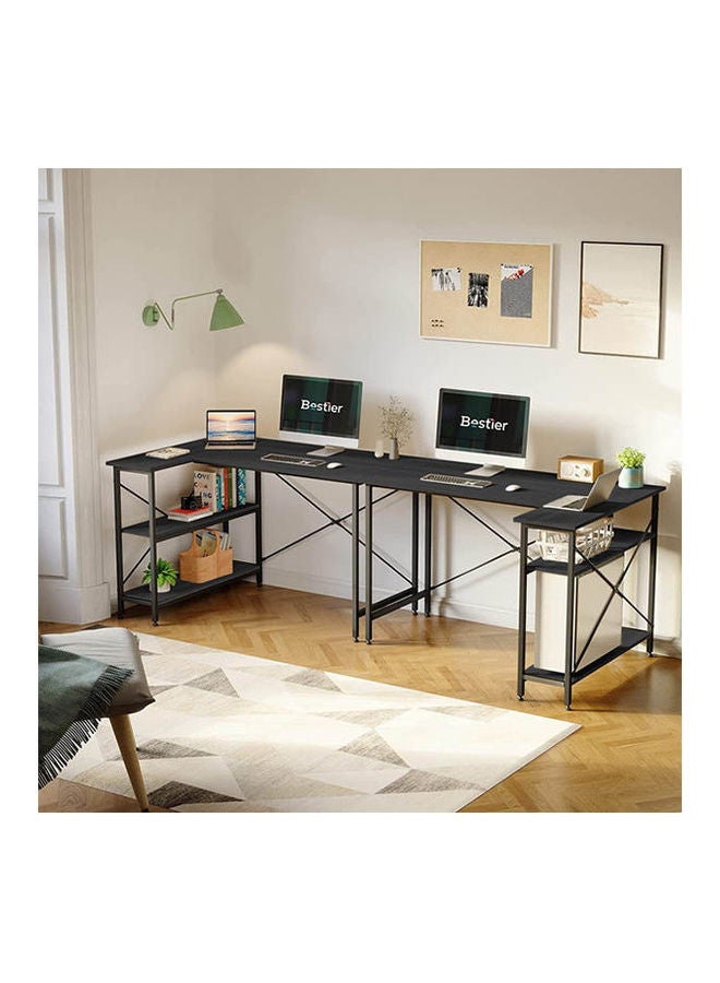 Home Gallery L Shaped Desk with Shelves  Reversible Corner Black 75x120x90cm - Image 3