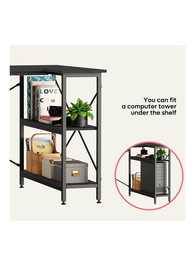 Home Gallery L Shaped Desk with Shelves  Reversible Corner Black 75x120x90cm - Image 4