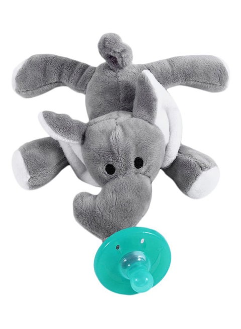 2-In-1 Baby Soothie Pacifier With Attached Plush Elephant For 3-6 Months