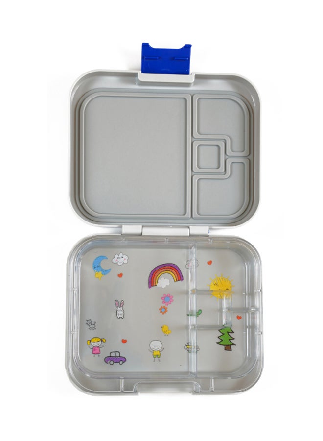 TINY WHEEL Bento Original Reusable LunchBox With 4 Compartments, BPA-free and Phthalates-free Grey 22x4.5x16cm - Image 2