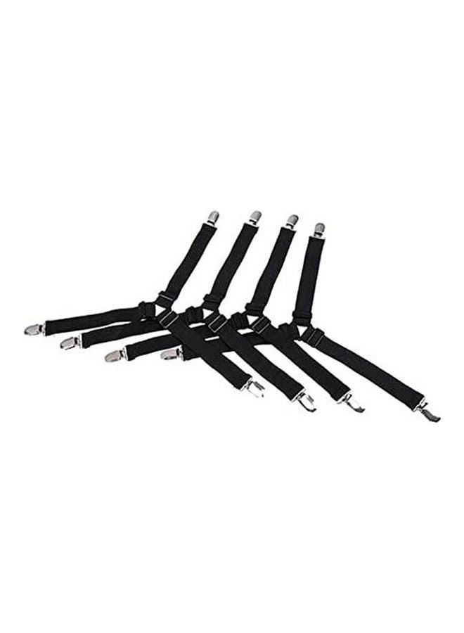 4 Pcs Adjustable Bed Sheet Clips Cover Grippers Holder Mattress Duvet Blanket Fastener Straps Fixing Slip Resistant Belt Black  - Image 1