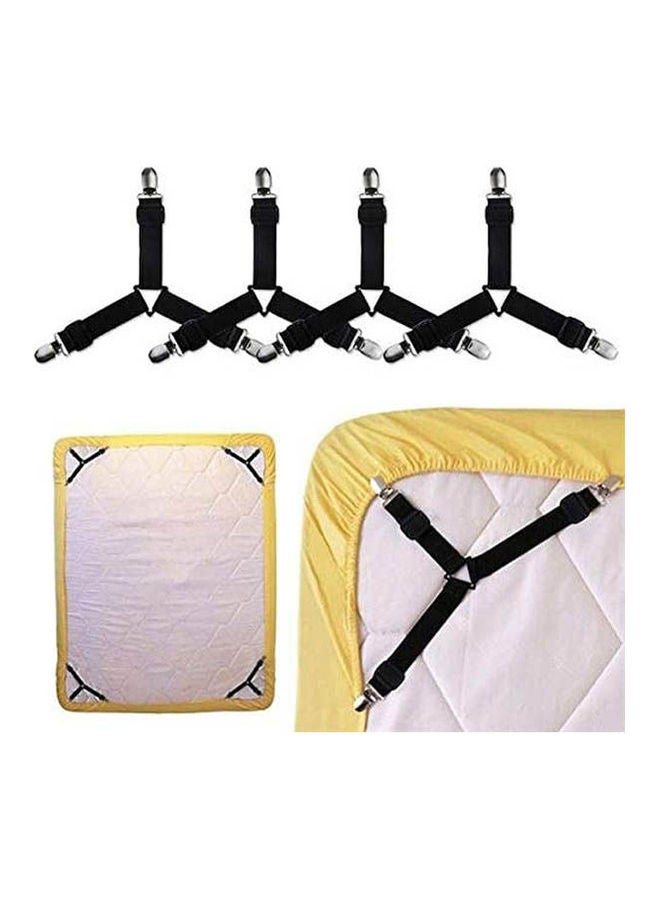 4 Pcs Adjustable Bed Sheet Clips Cover Grippers Holder Mattress Duvet Blanket Fastener Straps Fixing Slip Resistant Belt Black  - Image 2
