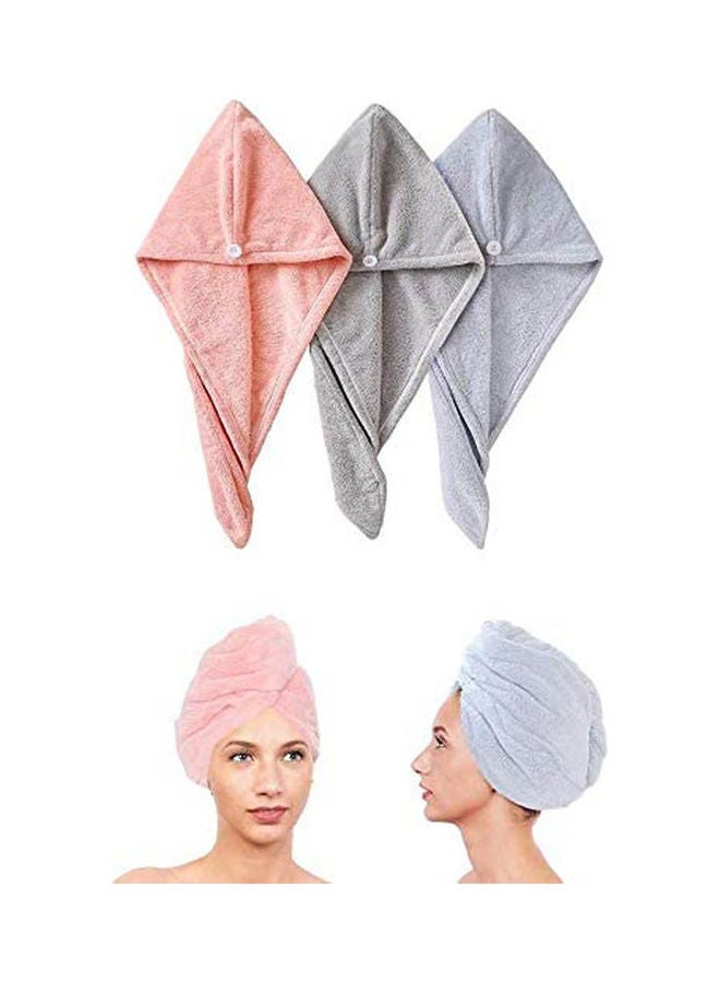 3 Pack Hair Towel Wrap Turban Microfiber Drying Bath Shower Head Towel Multicolour - Image 1