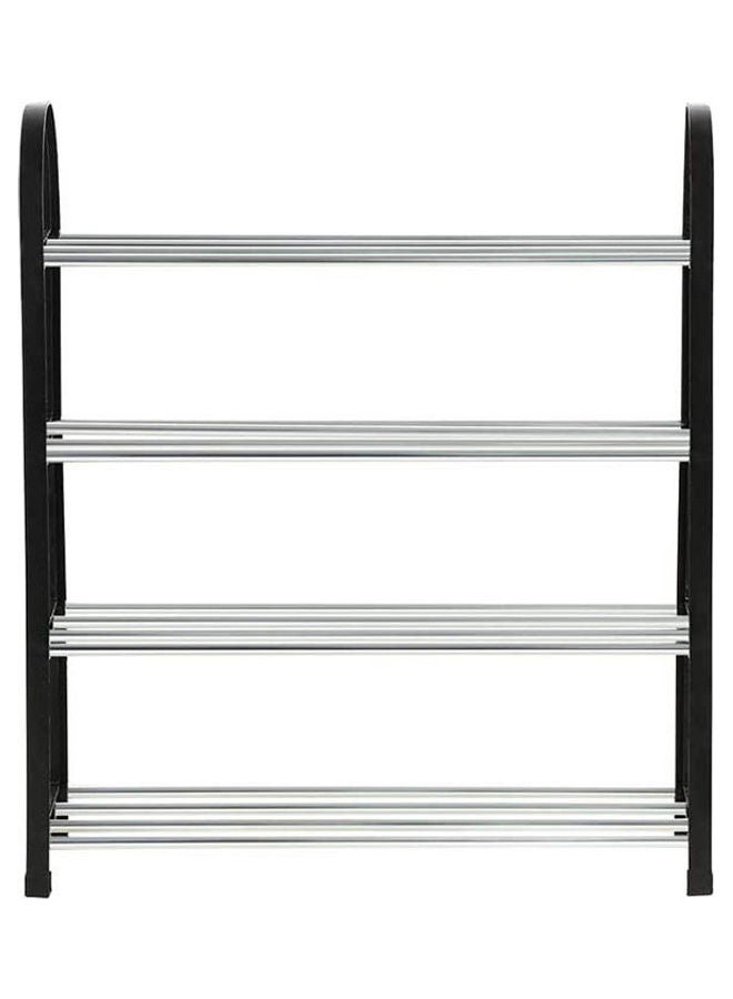 4 Tiers Shoe Racks Standing Shoe Rack Slippers Shelf Plastic Black 50x19x42cm - Image 1