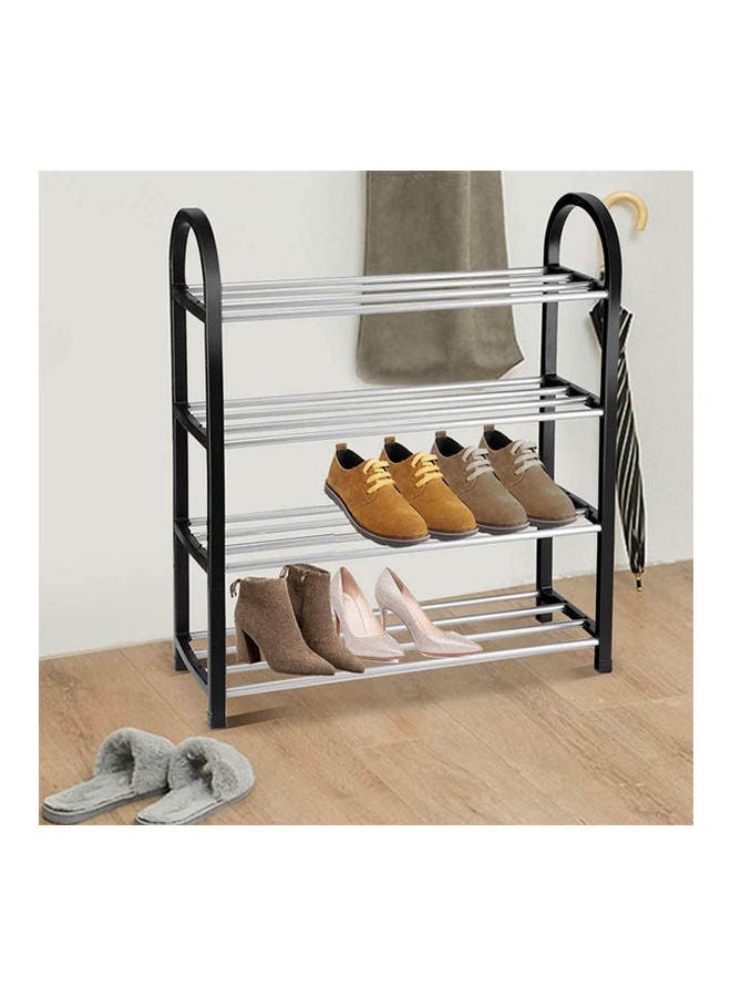 4 Tiers Shoe Racks Standing Shoe Rack Slippers Shelf Plastic Black 50x19x42cm - Image 2