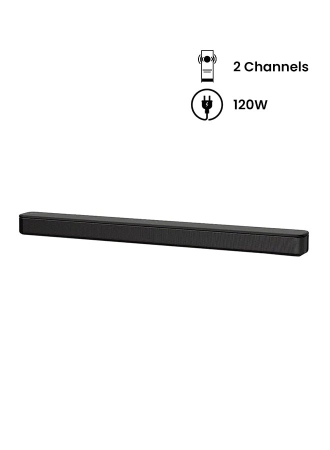 Sony - 2.0 Channel 120W Single Unit Compact Soundbar With Bass Reflex Speakers/Bluetooth/USB Connectivity HT-S100F Black - Image 1