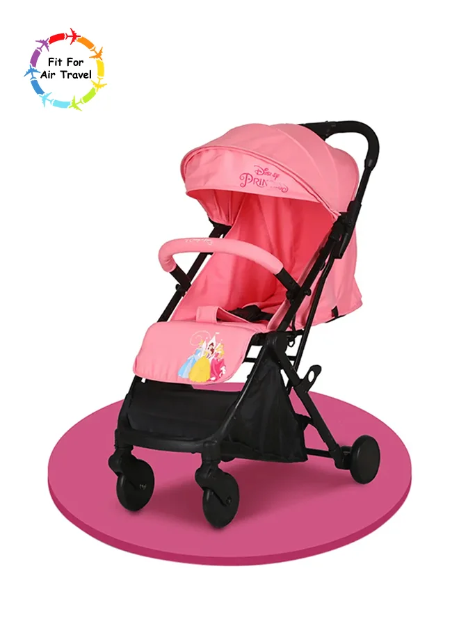 Disney Princess Travel Stroller With Storage Basket, Rear Breaks And Trolley Handle- 0-36 Months