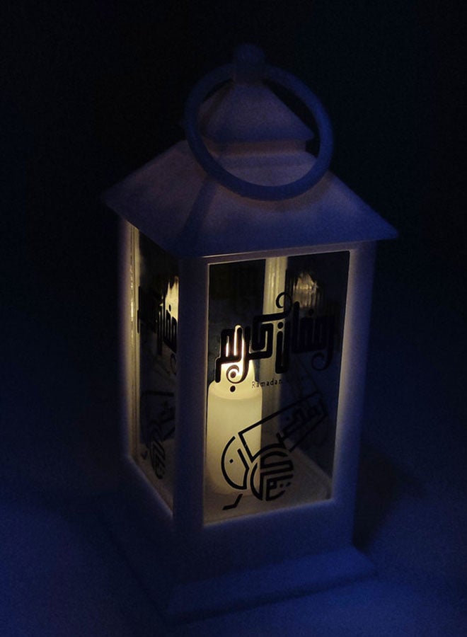 فانوس رمضان على شكل إضاءة LED أسود/أبيض 14 سم - Image 2