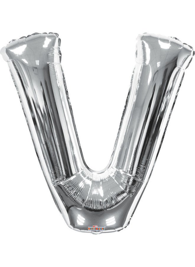 Letter V Silver Shaped Balloon