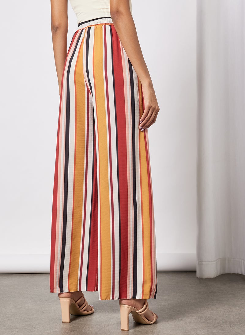 NEW LOOK Multi Striped Wide Leg Pants White Pattern - Image 2