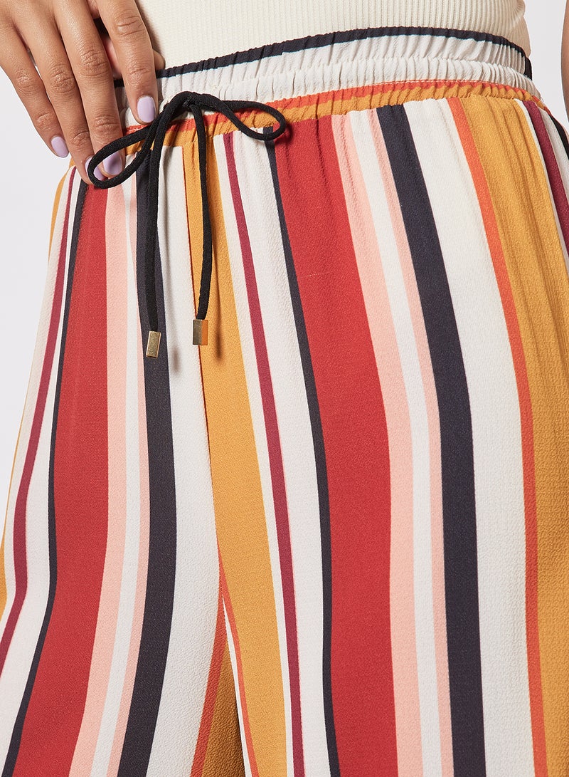 NEW LOOK Multi Striped Wide Leg Pants White Pattern - Image 4