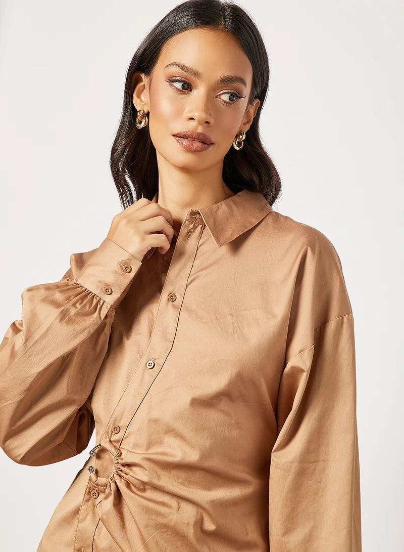 The Fifth Collared Mini Dress Brown