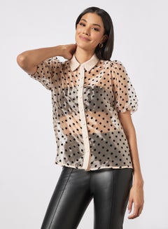 Polka Dot Pattern Shirt Off White - v1648623015/N43969393V_1