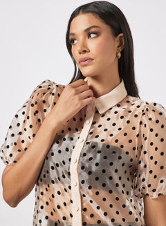 Polka Dot Pattern Shirt Off White - v1648623016/N43969393V_4