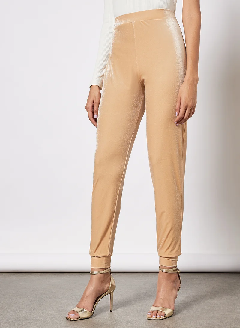 NEW LOOK Velour Joggers Beige