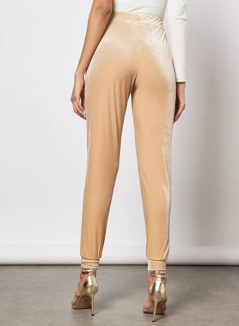 NEW LOOK Velour Joggers Beige