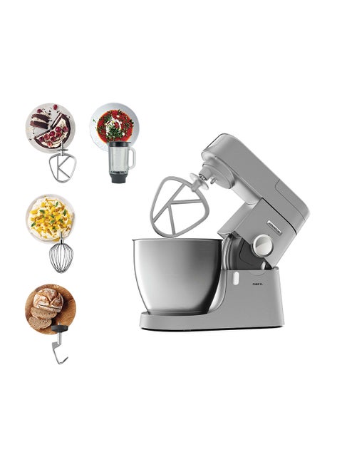 Stand Mixer Kitchen Machine Chef XL  With  Stainless Steel Bowl, K-Beater, Whisk, Dough Hook, Blender 6.7 L 1200 W KVL4110S Grey