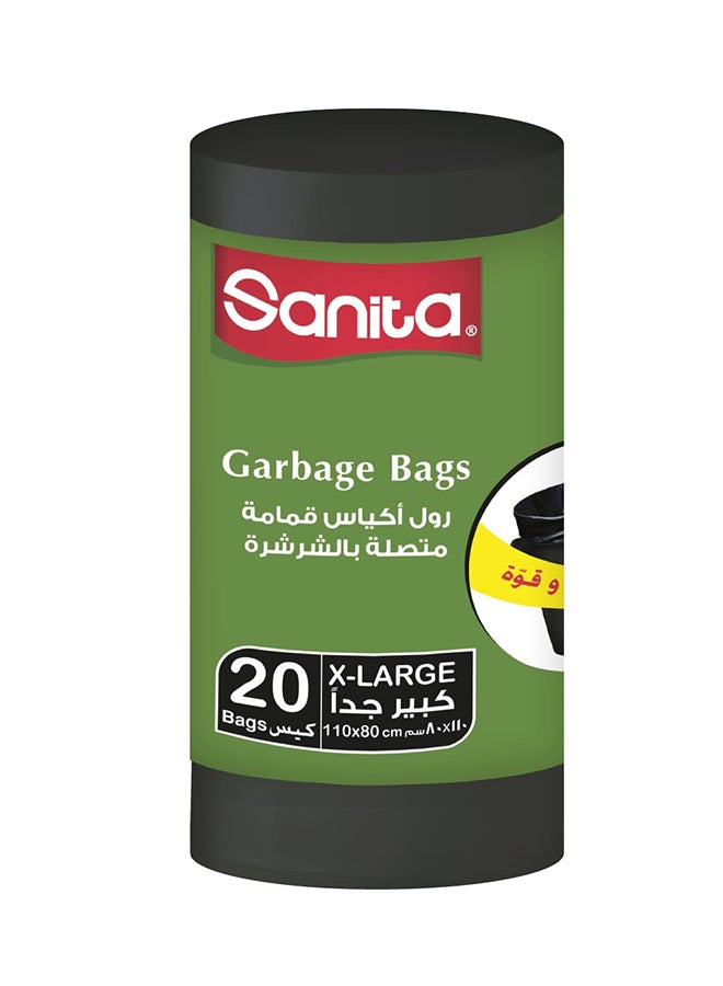 Sanita Garbage Bags Extra Large Black - 20 bags Black 0.75grams 