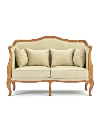 Sofa Luxurious - Upholstered Fabric and Wood Couch - 2 Seater Relaxing Sofa Oatmeal 1380 x 790 x 980mm - v1648636064/N45671956A_1