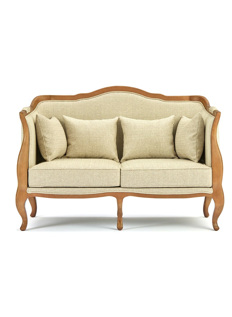 Sofa Luxurious - Upholstered Fabric and Wood Couch - 2 Seater Relaxing Sofa Oatmeal 1380 x 790 x 980mm