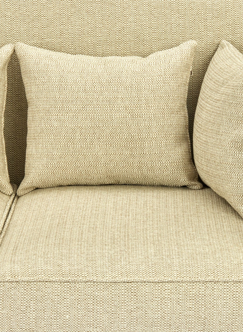 Sofa Luxurious - Upholstered Fabric and Wood Couch - 2 Seater Relaxing Sofa Oatmeal 1380 x 790 x 980mm