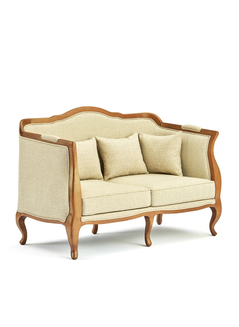 Sofa Luxurious - Upholstered Fabric and Wood Couch - 2 Seater Relaxing Sofa Oatmeal 1380 x 790 x 980mm