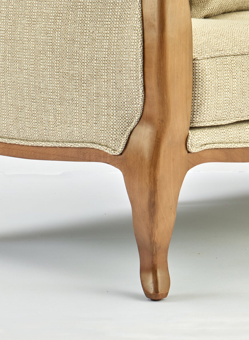 Sofa Luxurious - Upholstered Fabric and Wood Couch - 2 Seater Relaxing Sofa Oatmeal 1380 x 790 x 980mm