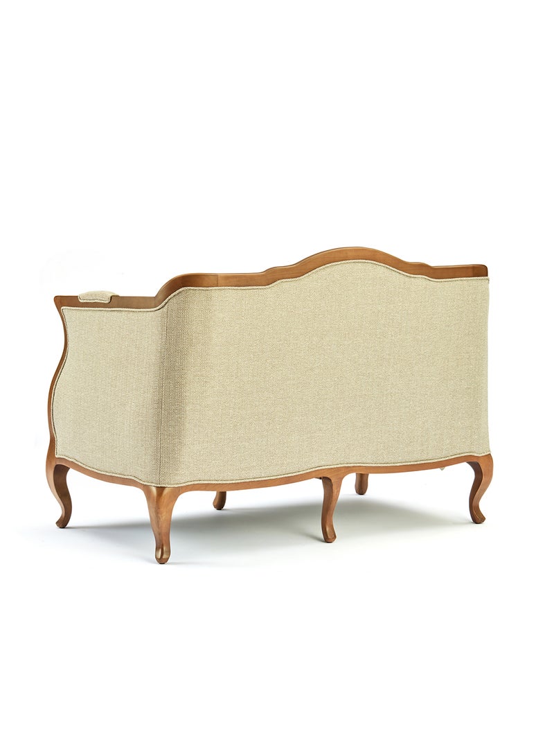 Sofa Luxurious - Upholstered Fabric and Wood Couch - 2 Seater Relaxing Sofa Oatmeal 1380 x 790 x 980mm