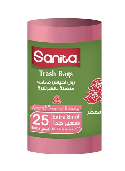 Trash Bags Extra Small Pink Rose Scented  - 25 Bag Pink 55x50cm