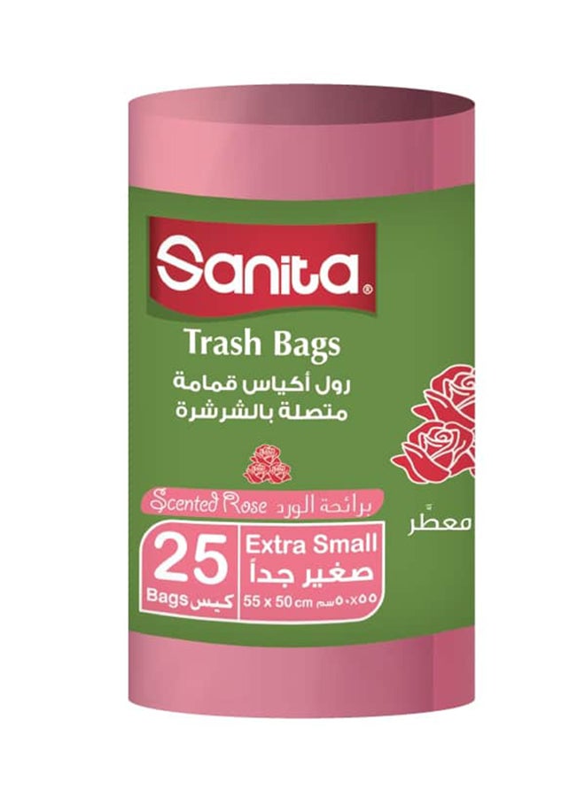 Sanita Trash Bags Extra Small Pink Rose Scented  - 25 Bag Pink 55x50cm 