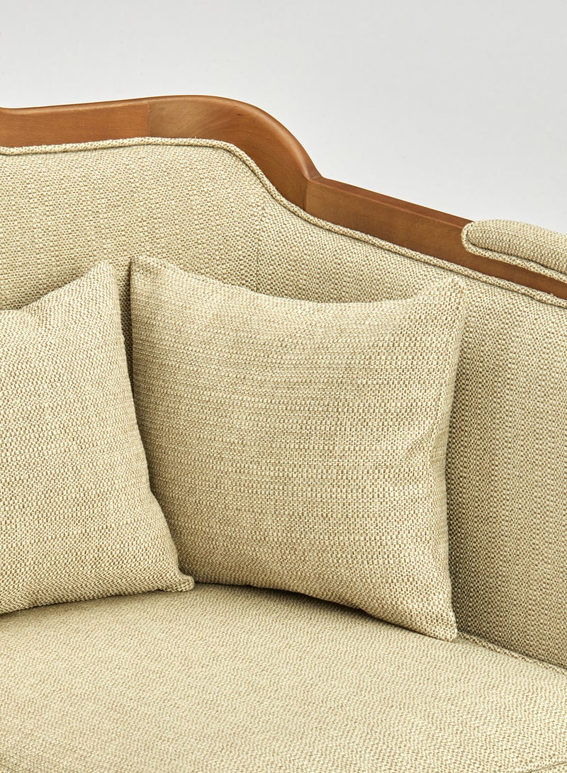 Sofa Luxurious - Upholstered Fabric and Wood Couch - 2 Seater Relaxing Sofa Oatmeal 1380 x 790 x 980mm