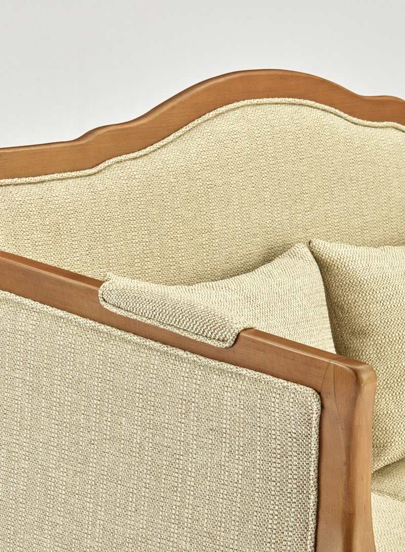 Sofa Luxurious - Upholstered Fabric and Wood Couch - 2 Seater Relaxing Sofa Oatmeal 1380 x 790 x 980mm