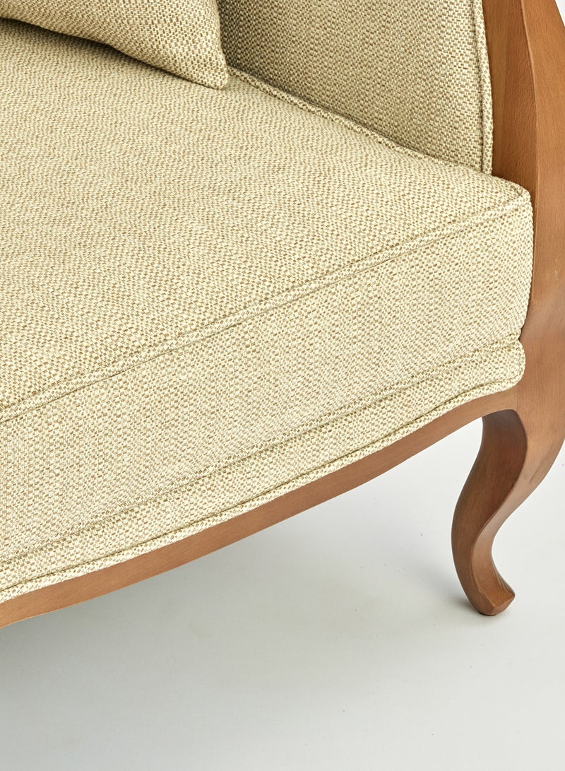 Sofa Luxurious - Upholstered Fabric and Wood Couch - 2 Seater Relaxing Sofa Oatmeal 1380 x 790 x 980mm