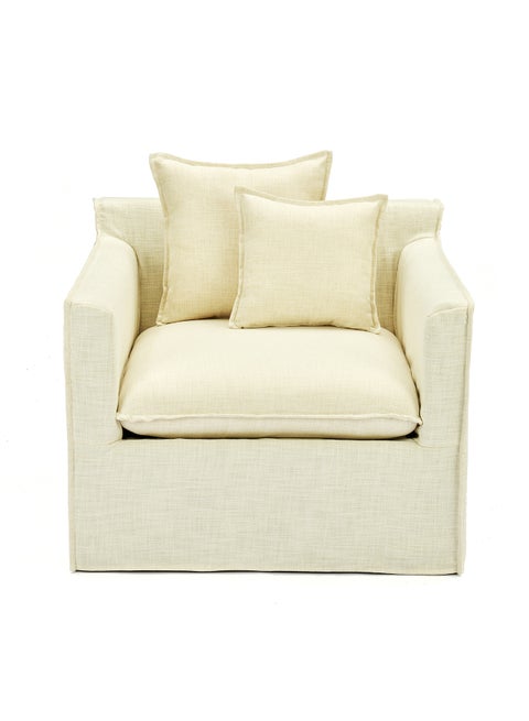 Armchair Luxurious - Upholstered Fabric Couch  - Relaxing Sofa Off White 940 x 1020 x 890mm