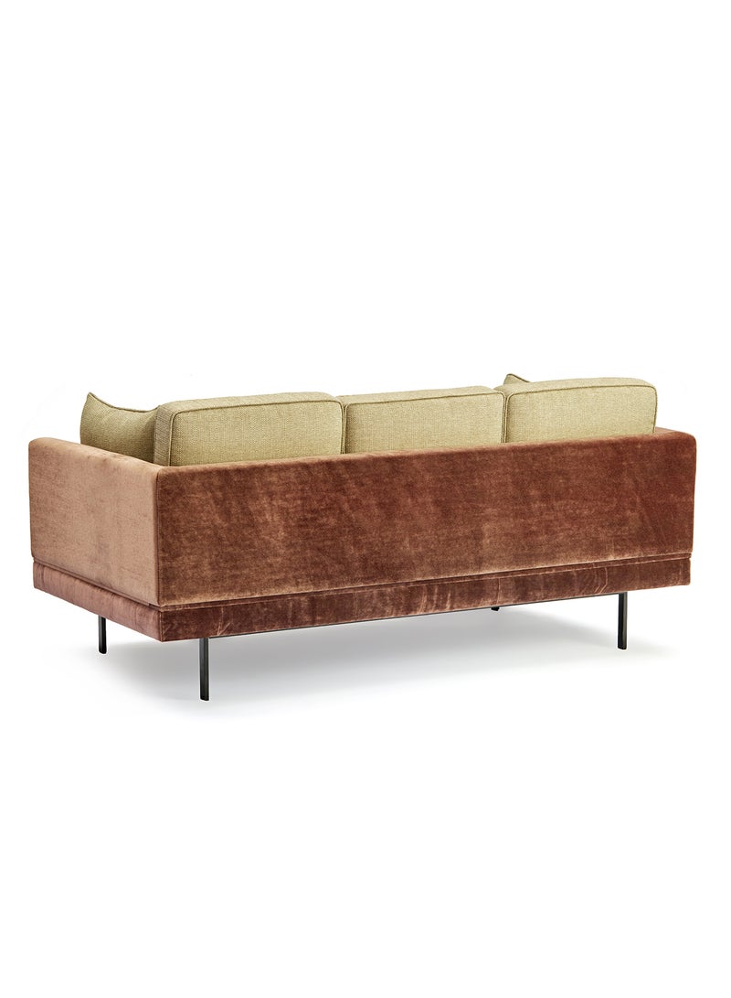 ebb & flow - Sofa Luxurious - Upholstered Fabric Couch  - 3 Seater Relaxing Sofa Dark Brown 183 x 97 x 83cm - Image 1