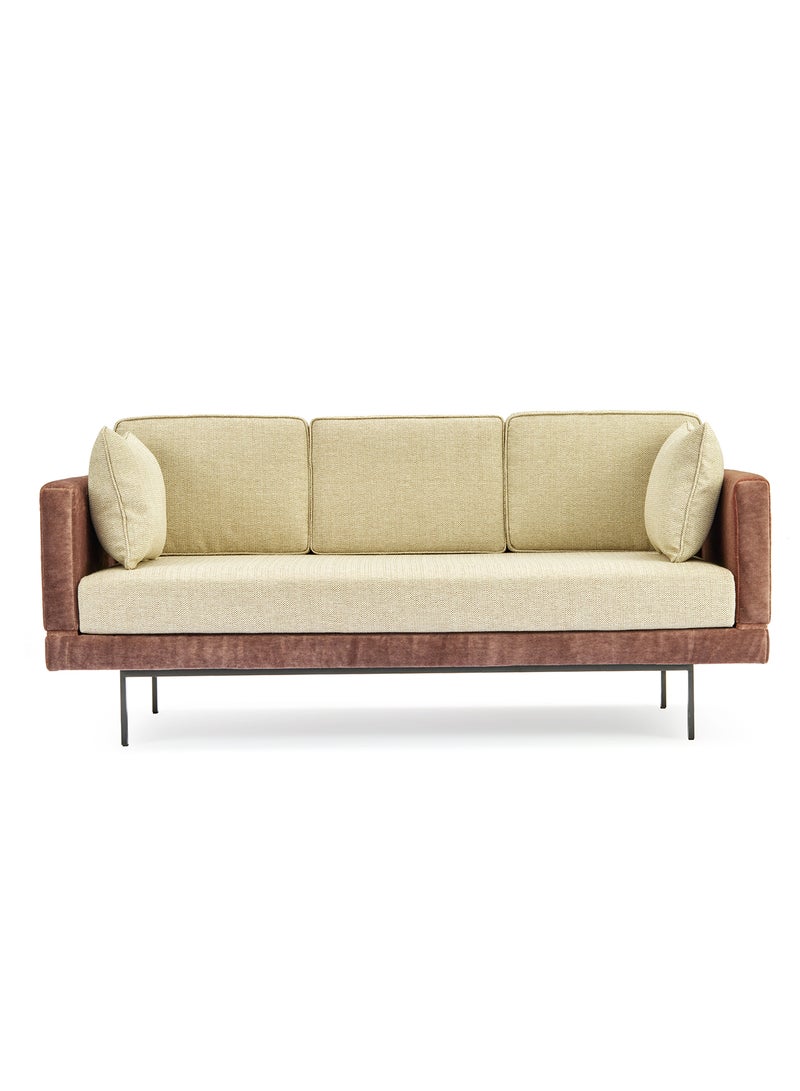 ebb & flow - Sofa Luxurious - Upholstered Fabric Couch  - 3 Seater Relaxing Sofa Dark Brown 183 x 97 x 83cm - Image 1